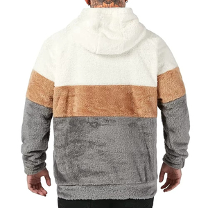 <b>Men's</b> Color Block Hooded Fleece Sweatshirt Casual Winter Wear Pocket Design Regular Fit Gray Beige Brown - Product Image 2