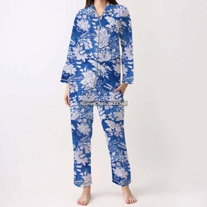 Conjunto de Pijama de Algodón 100% para Mujer, Ropa de Dormir Suave para el Hogar, Conjunto de Pijama de Primavera/Verano con Estampado Floral/Personajes/Letras/Estampado/Vacaciones/Árbol PJ121 - Product Image 2