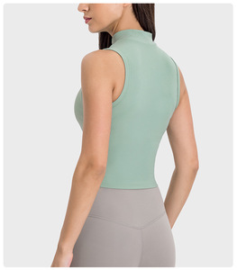 Top Deportivo Corto para Mujer, Cuello Redondo, Transpirable, Casual, Suave, de Nailon y Spandex, Sin Mangas, Ajustado, para Gimnasio y Fitness, con Logotipo Personalizado en la Parte Delantera - Product Image 2