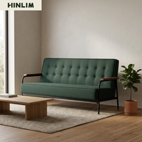 Sofá Cama Contemporáneo de Tela de Tres Plazas con Respaldo Acolchado y Patas de Metal - Muebles Duraderos para Sala de Estar, Apartamentos y Hoteles
