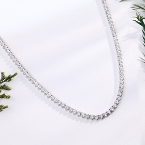 Collar de Diamantes Cultivados en Laboratorio, Corte Redondo, Oro Blanco, Cadena de Cristales Brillantes, Joyería Fina para Novia, Boda, para Mujer - Product Image 1