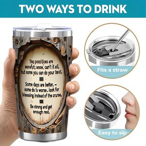 Gobelet isotherme en acier inoxydable de 20 oz, anti-fuite, avec design en bois et citation inspirante - Product Image 5