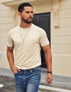 Camiseta de Algodón de Primera Calidad para Hombre, Tejida, Lisa, de Manga Corta, Cuello Redondo, Informal, Ecológica, de Secado Rápido, Suave, Transpirable y Cómoda, 220g - Product Image 5