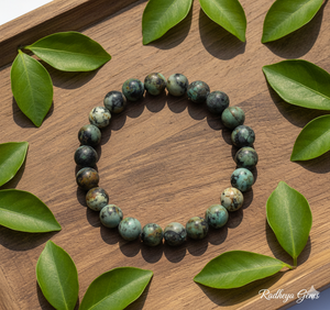 Handmade AAA African Turquoise Round Bead Bracelet – Polished Gemstone Stretch Bracelet for <b>Men</b> & Women - Product Image 3