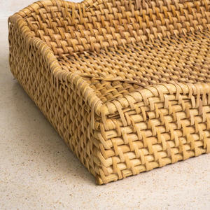 Practical Design Rattan Rectangle <b>Wave</b> Decorative Tray For Display Food Desk Items Decoration In Restaurant Hotel Decor - Product Image 4