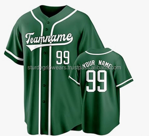 Maillot de baseball personnalisé OEM, col en V, entièrement boutonné, respirant, design cousu, impression par transfert thermique, 100% polyester, couleur personnalisée - Product Image 5