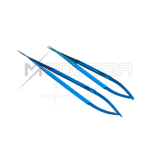 กรรไกรผ่าตัดขนาดเล็กแบบแมนนวล สีฟ้าไทเทเนียม ด้ามจับสปริง ปลายโค้ง เครื่องมือจักษุแพทย์ ได้รับการรับรองมาตรฐาน CE สำหรับดวงตา - Product Image 4