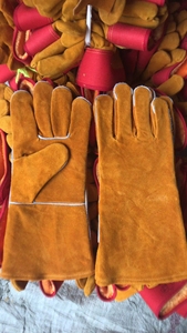 ถุงมือหนังสำหรับงานเชื่อม แขนยาว สีแดง ป้องกันความร้อน สำหรับผู้ชาย - Product Image 6