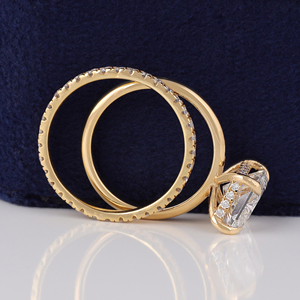 Ensemble de bagues de fiançailles en diamant de laboratoire taille radiant 4 carats, plaqué rhodium or jaune 14 carats (certifié IGI) pour mariage et soirée - Product Image 5