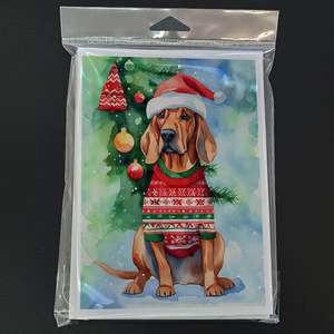 Redbone Coonhound Whimsical A7 Tamaño 5x7 Tarjetas de notas en blanco Paquete de 8 tarjetas de felicitación de Navidad con sobres - Product Image 3