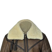 Veste d'aviateur en cuir véritable marron pour homme avec doublure en fausse fourrure, fermeture éclair, coupe-vent, style motard d'hiver