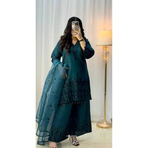 ชุดสูทนักออกแบบสตรีมีลำดับงานปัก-บนล่างและ dupatta - Product Image 2