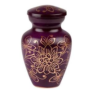 Handcrafted Purple Brass Keepsake Urn for Human Ashes - Decorative Small Metal Funeral Urn - <b>Mini</b> Cremation Urns for Memorial - Product Image 1