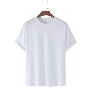 Camisetas de hombre de algodón de manga corta con cuello redondo de color sólido transpirable con estampado de logotipo personalizado - Product Image 3