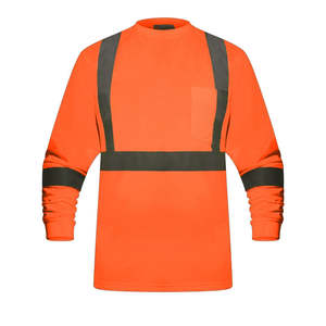 100% Polyester X-Large Orange Fluorescent T-shirt de sécurité Haute visibilité Vêtements réfléchissants à manches longues - Product Image 1