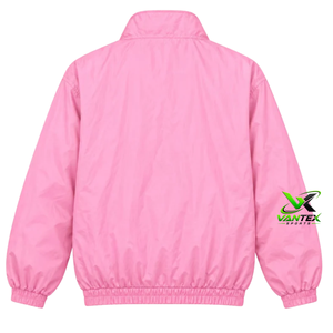 Chaqueta Blusón Retro Ligera Blanca para Mujer Vantex Sports, Cuello Alto, Cierre de Cremallera, Hombros Caídos, Bloques de Color - Product Image 4