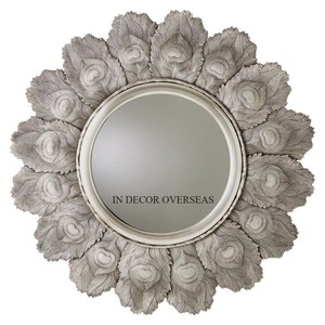 High In Demand <b>Round</b> Mirror <b>Frame</b> With Peacock Feather Design Antique Silver Finish Decorative Wall Art For Home Interior - Product Image 1