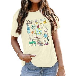 T-shirt femme toucher doux 100 % coton, coupe ample, streetwear, motif graphique, usage quotidien, vente en gros - Product Image 1
