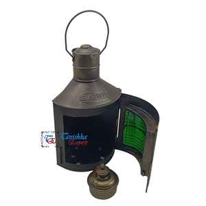 Tanishka Exports – Lanterne à huile maritaine artisanale en fer, rouge et verte, style ancien, pour décoration murale, 28 cm - Product Image 3