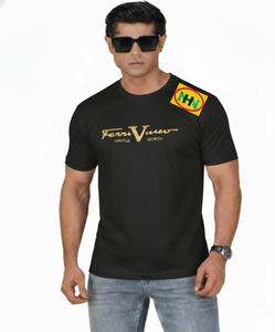 Camiseta Casual de Algodón Puro Tejida Estampada de Manga Corta con Cuello Redondo Verde para Hombre con Estampado Geométrico Hecha en Bangladesh - Product Image 4