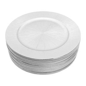 Round <b>Ceramic</b> Charger <b>Plate</b> Set with Beaded Edge Glam Design Dishwasher Safe Party Dishes - Product Image 4