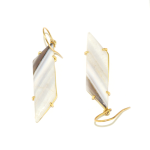 Pendientes Colgantes de Ágata Natural en Rodajas con Engaste de Oro de 18K, Forma Elegante, Joyería para Mujeres y Niñas, Venta al por Mayor - Product Image 1