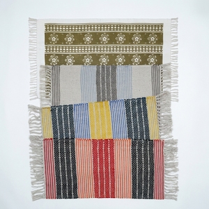 Handwoven Cotton Indigo Modern Non-Slip Rug Geometric Stripes Wholesale for Living Room Bedroom Home Decor - Product Image 5