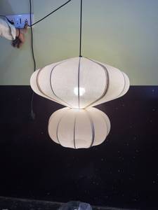 Lampe suspendue en tissu moderne, forme géométrique, luminaire de plafond intérieur, décoration de salon, design léger - Product Image 1