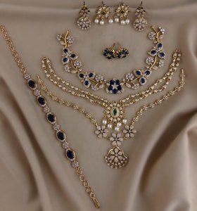 Premium Quality CZ Necklace <b>Sets</b> Combo Offer Perfect For Both Party & Office Wear Beautiful Unique Designs Minimal Wear - Product Image 2