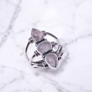 Bague triple bande en trois pierres précieuses naturelles pour bagues en argent sterling 925, prix de gros, bijoux - Product Image 3