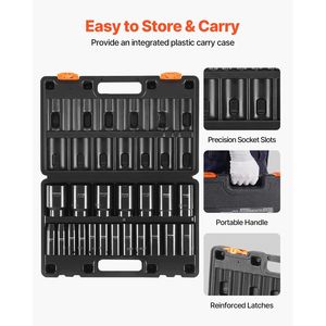 Set di chiavi a bussola a impatto da 19 pezzi con attacco da 1/2 e 3/8 di pollice, bussole profonde a 6 punte con attacco da 1/2 e 1 pollice - Product Image 6