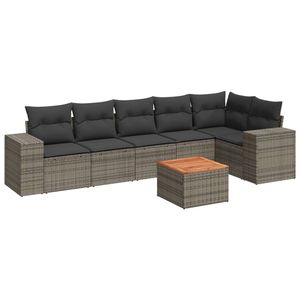 Ensemble de canapés de jardin en rotin gris 6 places, mobilier d'extérieur contemporain résistant aux intempéries, ensemble de salon de patio - Product Image 4
