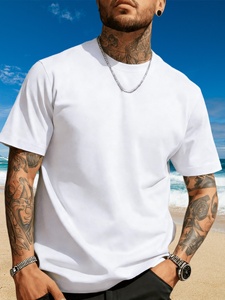 T-shirt rouge à manches courtes pour homme, col rond, coupe classique, décontracté, uni, en toile, couleur unie, design vierge, logo sur le devant - Product Image 6