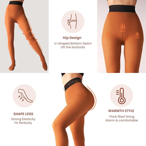 Leggings thermiques pour femmes les plus vendus, couleur unie, taille haute, doublure polaire, épais, pour le yoga - Product Image 5