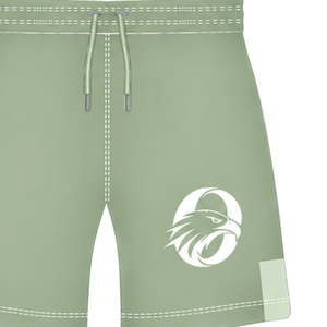 Shorts de rugby vert sauge et blanc, taille élastique avec cordon de serrage, uniforme d'équipe géométrique, personnalisable, respirant, pour l'entraînement et le sport - Product Image 4