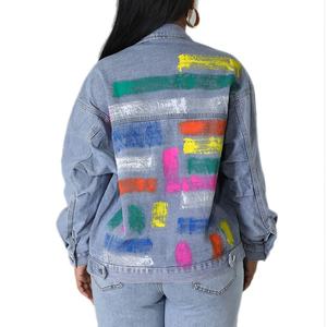Chaqueta vaquera personalizada para mujer, estilo urbano, con diseño de pintura en tejido de punto, lista para verano/invierno, transpirable y de secado rápido. - Product Image 3