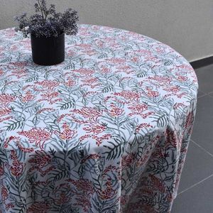 Mantel Redondo de Algodón de 220 cm para 8 Personas, Diseño Francés Lilas Tango Lily, del Mejor Fabricante Indio - Product Image 4