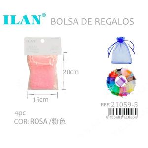 Sacchetti regalo in organza ILAN 15x20cm rosa 4 pezzi per regali di nozze - Product Image 3
