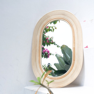 Arch wall <b>mirror</b> with weaving border best selling home decor stylish rattan webbing <b>hanging</b> <b>mirrors</b> - Product Image 6