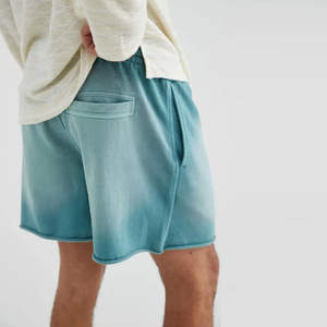 Shorts d'été respirants en molleton 100 % coton, taille élastique, délavés à l'acide, effet vieilli, avec logo personnalisé pour hommes – Vente en gros - Product Image 2