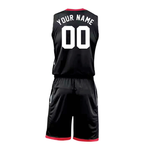 Uniforme de Baloncesto Negro para Hombre con Ribete Rojo y Logotipo Lateral Blanco, Ropa Deportiva para Todas las Temporadas - Product Image 4
