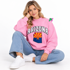 Sudadera de cuello alto para mujer Pook International, con parche bordado de la bandera del estado de Arizona, estilo casual y holgado. - Product Image 5