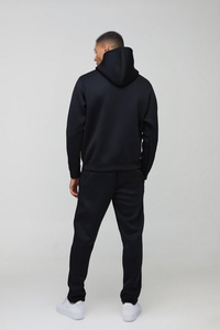 Survêtement à capuche pour homme avec logo personnalisé, en molleton de coton, coupe ajustée, style streetwear, vêtements de sport, ensemble deux pièces - Product Image 3