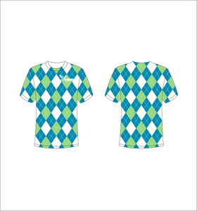 เสื้อยืดแขนสั้นลายอาร์ไกล์สำหรับผู้ชาย สีน้ำเงิน เขียว ขาว คอกลม ทรงปกติ ระบายอากาศได้ดี สวมใส่สบาย พิมพ์ลายแบบซับลิเมชั่น - Product Image 1