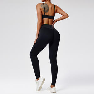 Conjunto de Yoga sin Costuras de Cintura Media para Mujer, 2 Piezas, con Sujetador Deportivo y Leggings, Tejido Transpirable de Secado Rápido - Product Image 4