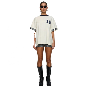 Proveedor OEM, Camiseta Personalizada al por Mayor para Mujer, Cuello Redondo, Holgada, Manga Corta, Algodón Jersey, Estilo Primavera Verano - Product Image 4