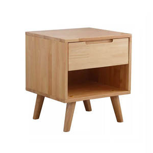 Table de chevet moderne en bois de caoutchouc naturel avec pieds coniques, surface lisse, gain de place pour appartement et petite chambre - Product Image 5