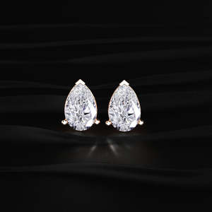Unisex Lab Grown CVD Pear Cut Diamond Stud <b>Earrings</b> 1.00 CTW 14K Gold VVS Clarity V Prong Style Rhodium Plated IGI Certified - Product Image 5