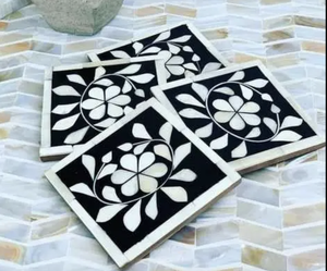 Bone Inlay Coasters Kitchen & <b>Table</b> Top Bone Inlay Resin Coaster at Star for Handmade Use From India - Product Image 4