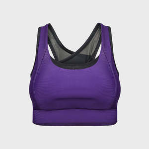 Soutien-gorge de sport pour femme, violet, avec bordure contrastante, pour yoga, course à pied, fitness, entraînement, vêtements de sport respirants, tenue d'entraînement - Product Image 4